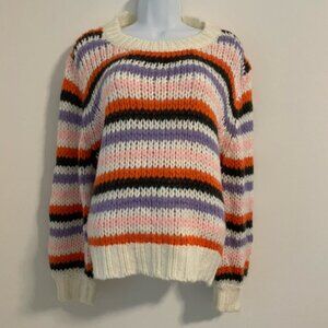 John + Jenn Med Colorful Striped Long Sleeve Boxy Chunky Knit Boutique Sweater